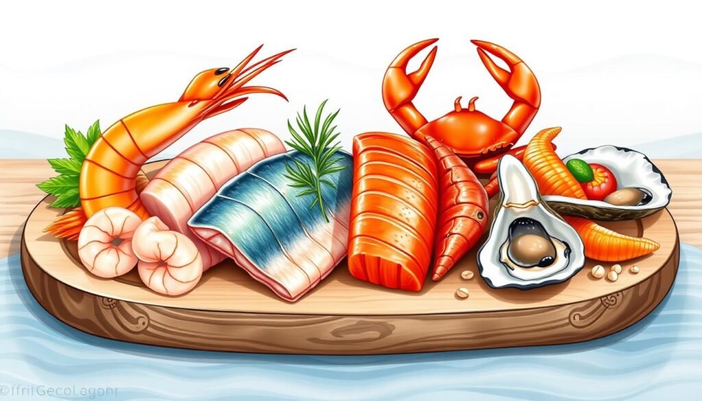 cholesterol content in seafood