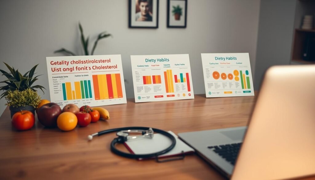 healthcare providers discussing dietary habits to manage cholesterol levels